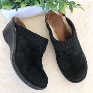 Ugg Gael black suede wedge mule clogs 7